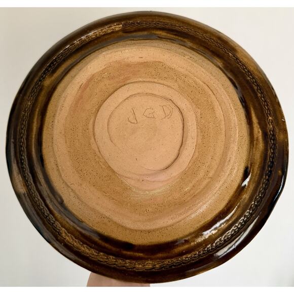 VNTG Studio Art Pottery Plate Signed Textured 10” Handmade Hand Painted GORGEOUS - Picture 2 of 7